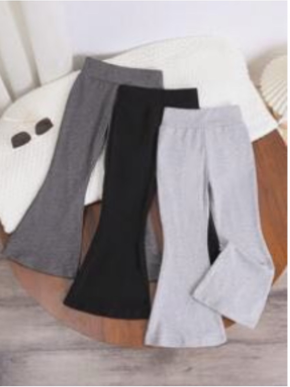 SHEIN Kids Flared Leggings in Black, Light Gray & Dark Gray